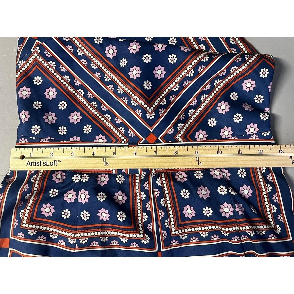 Lulus Blanca Romper Womens‎ XS Blue Geometric Floral Print Halter Lined Summer
